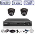 Комплект видеонаблюдения через интернет на 2 антивандальных всепогодных Full HD IP - камеры 1080P/2Mpx
