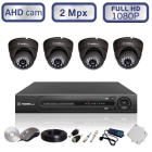 Комплект видеонаблюдения через интернет - 4 антивандальных уличных камеры FullHD1080P/2Mpx (IP-66)