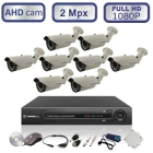 Комплект видеонаблюдения через интернет - 8 уличных Full HD IP - камер 1080P/2Mpx