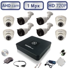 Готовый HD комплект видеонаблюдения через интернет 4 уличных и 4 купольных камеры 720P/1Mpx(light)