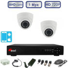 Комплект видеонаблюдения (2 купольные камеры HD 720P/1 Мегапикс (light) с монтажным комплектом)   