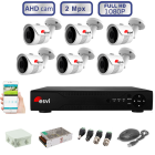 Комплект видеонаблюдения уличный на 6 цилиндрических уличных AHD камер FullHD 1080P/2Mpx  