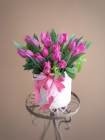 Композиция с цветами «19 розовых тюльпанов»