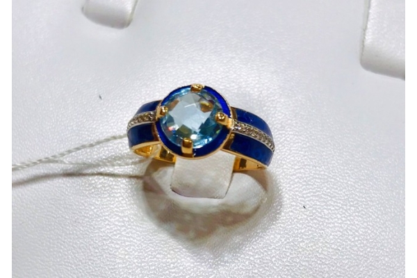 Кольцо с синей эмалью