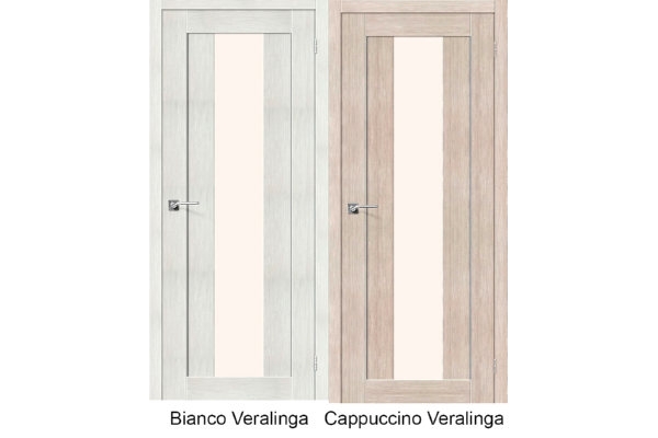 Межкомнатная дверь экошпон «Порта-25 alu», (цвет Bianco Veralinga, Cappuccino Veralinga)