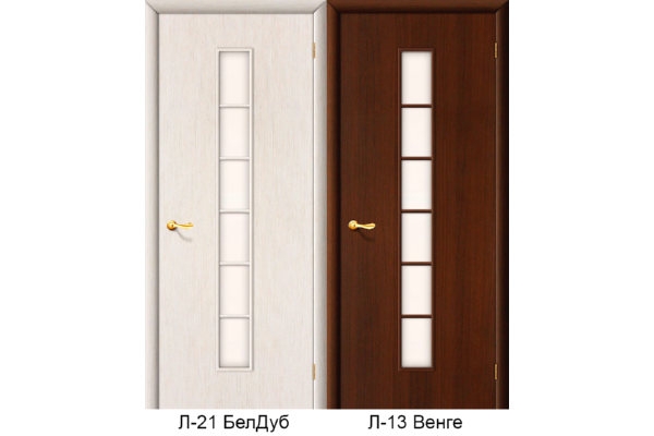 Межкомнатная ламинированная дверь «2С», (цвет Л-21 Белёный Дуб, Л-13 Венге)
