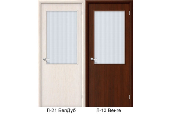 Межкомнатная ламинированная дверь «Гост-13», (цвет Л-21 Белёный Дуб, Л-13 Венге, ПО-2)