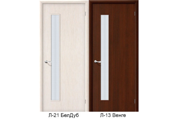 Межкомнатная ламинированная дверь «Гост-3», (цвет Л-21 Белёный Дуб, Л-13 Венге, ПО-1)