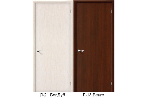 Межкомнатная ламинированная дверь «Гост-0», (цвет Л-21 Белёный Дуб, Л-13 Венге)