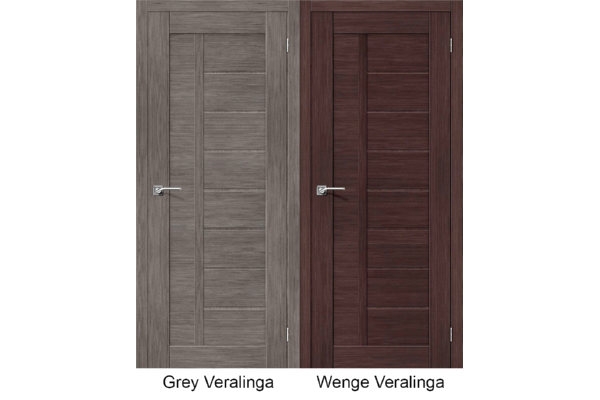 Межкомнатная дверь экошпон «Порта-26», (цвет Grey Veralinga, Wenge Veralinga)