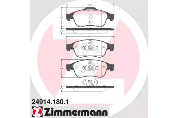 Комплект тормозных колодок, дисковый тормоз арт: ZIMMERMANN 24914.180.1