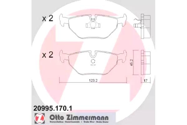 Комплект тормозных колодок, дисковый тормоз арт: ZIMMERMANN 20995.170.1