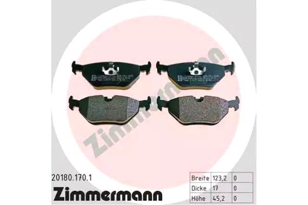 Комплект тормозных колодок, дисковый тормоз арт: ZIMMERMANN 20180.170.1