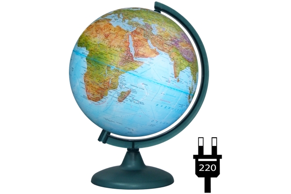 Глобус физико-политический Глобусный мир, 25см, с подсветкой на круглой подставке