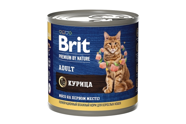 Брит Premium by Nature консервы с мясом курицы д/кошек