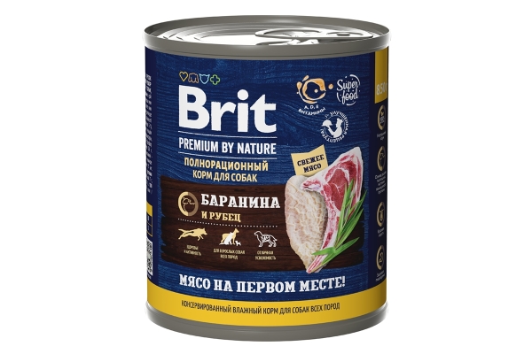 Брит Premium by Nature консервы с бараниной с рубцом для взрослых собак всех пород