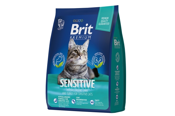 Брит Premium Cat Sensitive сух. премиум с ягнен, и инд. д/взр кошек с чувств.Пищ