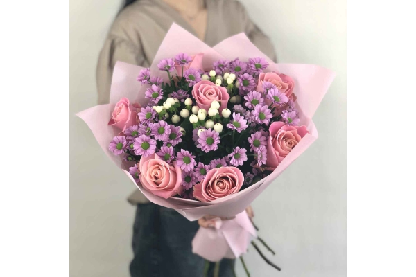 Букет цветов В розовых тонах