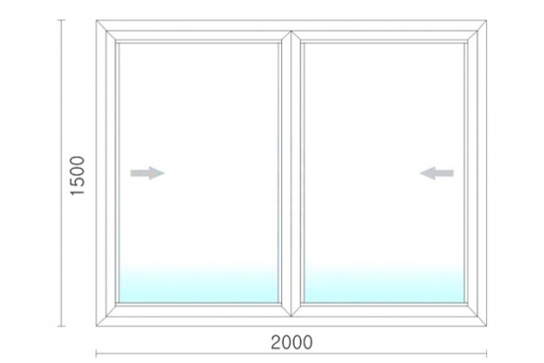 Раздвижное алюминиевое окно 2000x1500