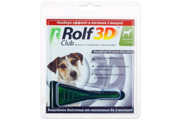 Рольф клуб 3Д капли для собак 4-10кг.
