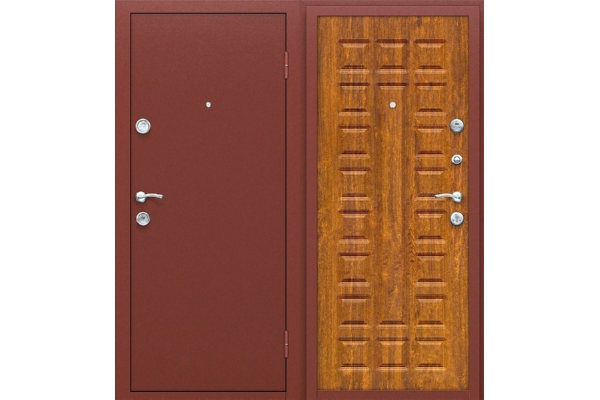 Дверь входная металлическая «Йошкар», (цвет Антик медь/Золотистый дуб)