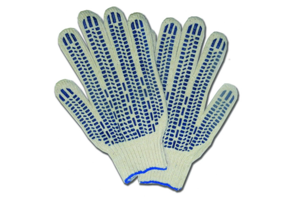 Перчатки ХБ ПВХ 4-х нитка 7,5класс Белые Точка