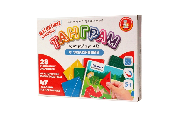 Игра-головоломка Десятое королевство "Танграм магнитный с заданиями", магнитная, картонная коробка