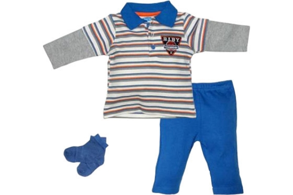Комплект для мальчика 3 предмета (серый), 6-9 месяцев Bon Bebe