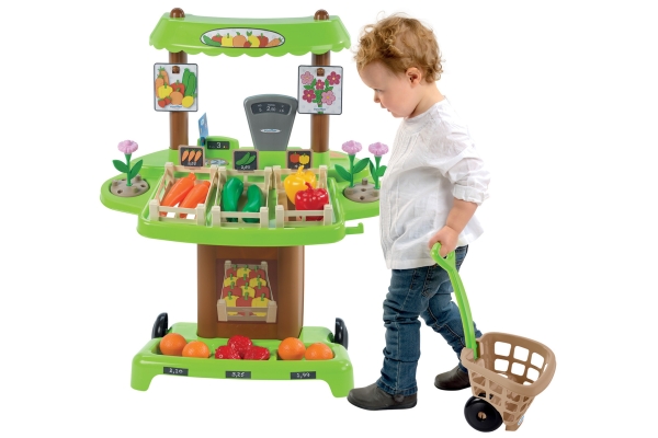 Детский магазин на колесах Органические продукты с тележкой и корзинкой для покупок Ecoiffier