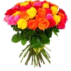 Букет из 25 разноцветных роз 
