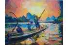 Картина маслом «Рыбалка с бакланами»