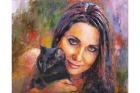 Портрет маслом по фотографии «Девушка с котом»
