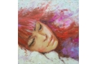 Портрет маслом «Волосы цвета фуксии»