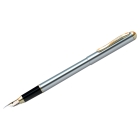 Ручка перьевая Berlingo "Velvet Prestige" синяя, 0,8мм, корпус хром/золото, пластик. футляр