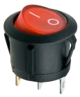 Выключатель клавишный круглый ON-OFF красный с подсветкой 12V 20А (3с) (RWB-214)
