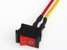 Выключатель клавишный прямоугольный красный Mini 250V 6А с проводами и изоляцией  