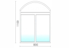 Арочное алюминиевое окно 1100x800