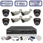 Комплект видеонаблюдения - 4 цилиндрических и 4 купольных антивандальных AHD камеры FullHD 1080P/2Mpx