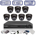 Комплект видеонаблюдения - 7 антивандальных всепогодных FullHD 1080P AHD камер 2Mpx