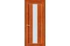 Межкомнатная дверь со стеклом «Вега-18», массив сосны (цвет Т-31 Тёмный Орех)