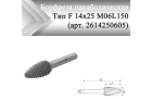 Борфреза параболическая Rodmix F 14 мм х 25 мм M06L150 двойная насечка, удлиненная (арт. 2614250605)