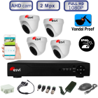 Комплект видеонаблюдения (4 антивандальных уличных камеры (IP-66) FullHD 1080P/2 Мегапикс)   