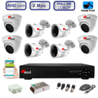Комплект видеонаблюдения из 4 цилиндрических и 4 купольных антивандальных камер FullHD 1080P/2Mpx  