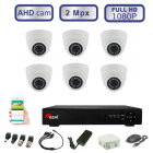 Комплект видеонаблюдения онлайн внутренний для помещений на 6 AHD камер FULLHD 1080P/2MPX  