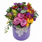Букет цветов в шляпной коробке Карина