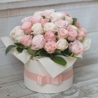 Букет розовых роз в коробке №7