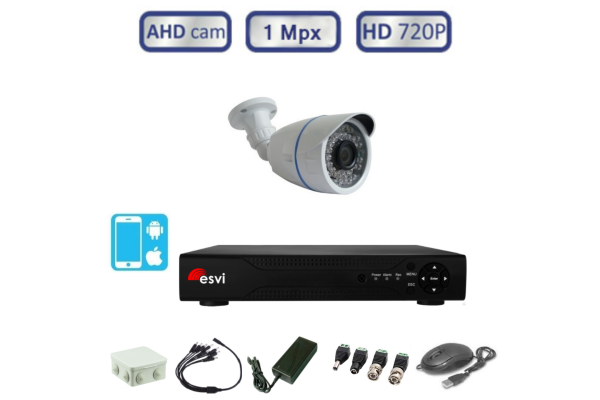 Комплект видеонаблюдения на 1 уличную AHD камеру 720P/1Mpx (light)