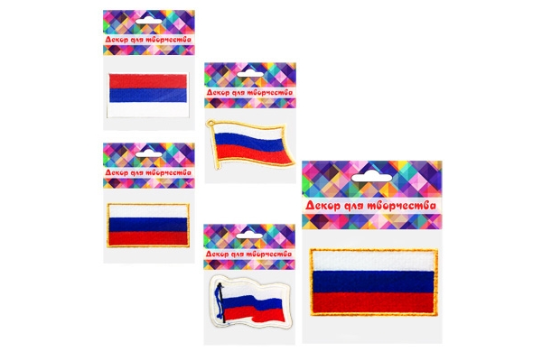 Термонаклейка с вышивкой &quot; Флаг Российской Федерации &quot; 75*45мм, 1шт в упаковке, европодвес