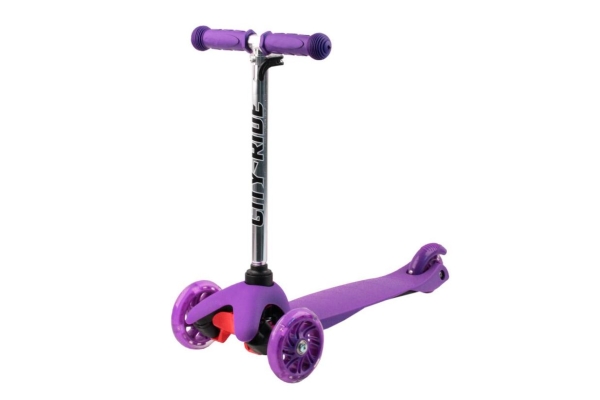 Самокат City-Ride XD4 с регулируемой алюминиевой ручкой, колеса светятся, фиолетовый