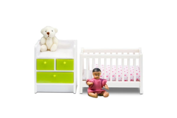 Кукольная мебель Кровать с пеленальным комодом